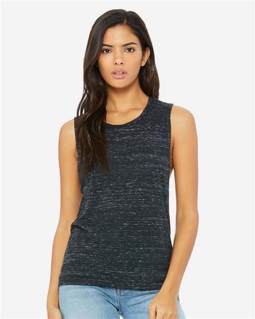 BELLA + CANVAS Women's Flowy Scoop Muscle Tank 8803 - Black Marble