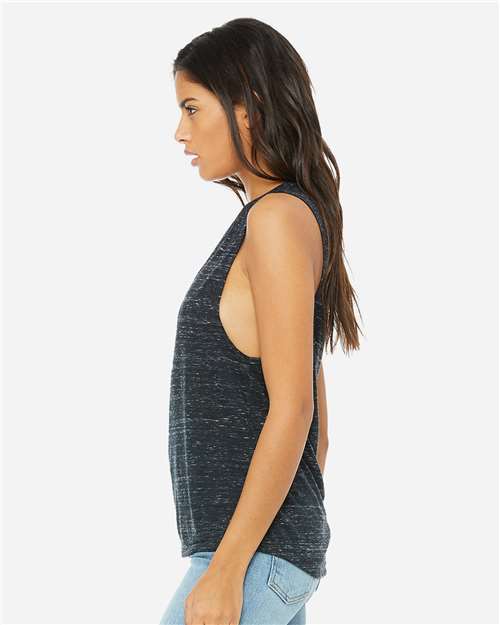 BELLA + CANVAS Women's Flowy Scoop Muscle Tank 8803 - Black Marble