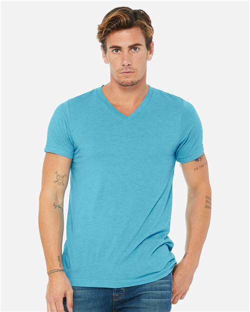 BELLA + CANVAS Unisex Triblend V-Neck Tee 3415 - Aqua Triblend