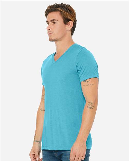 BELLA + CANVAS Unisex Triblend V-Neck Tee 3415 - Aqua Triblend