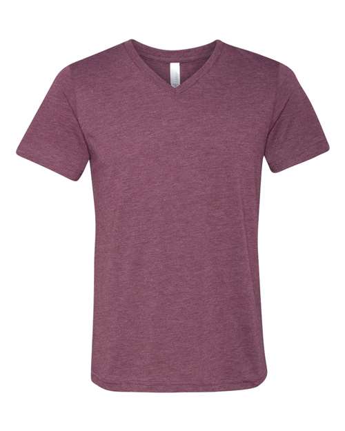 BELLA + CANVAS Unisex Triblend V-Neck Tee 3415 - Maroon Triblend