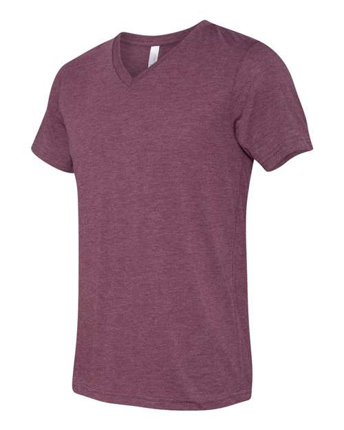 BELLA + CANVAS Unisex Triblend V-Neck Tee 3415 - Maroon Triblend