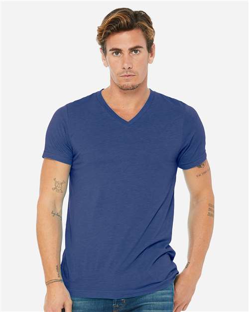 BELLA + CANVAS Unisex Triblend V-Neck Tee 3415 - True Royal Triblend