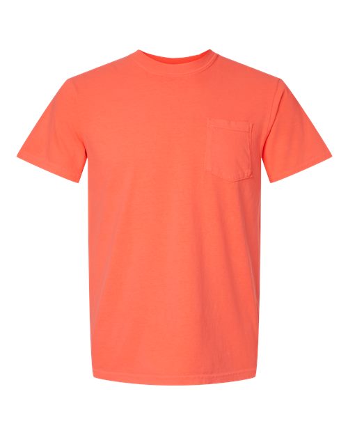 Comfort Colors Unisex Garment-Dyed Heavyweight Pocket T-Shirt 6030 - Neon Red Orange