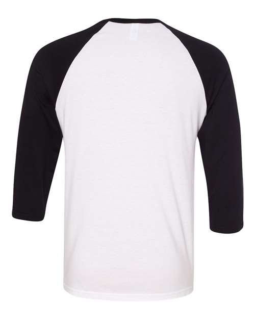 BELLA + CANVAS Unisex Three-Quarter Sleeve Baseball Tee 3200 - White/ Black