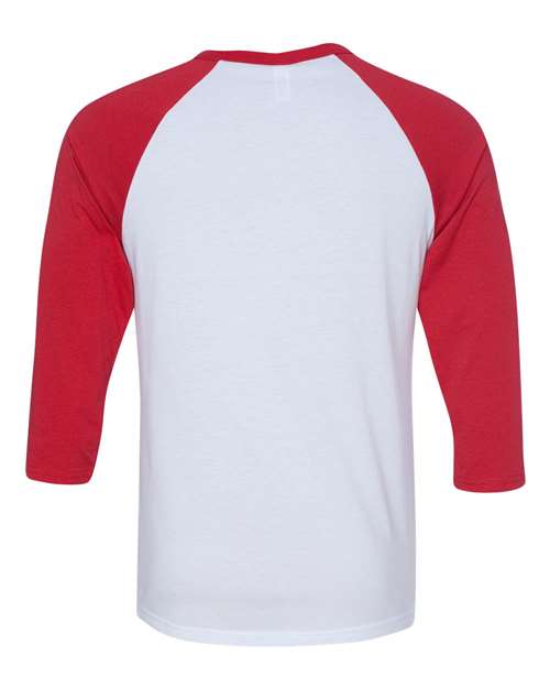 BELLA + CANVAS Unisex Three-Quarter Sleeve Baseball Tee 3200 - White/ Red