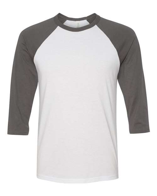 BELLA + CANVAS Unisex Three-Quarter Sleeve Baseball Tee 3200 - White/ Asphalt