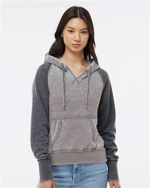 J. America Women's Zen Fleece Raglan Hooded Sweatshirt 8926