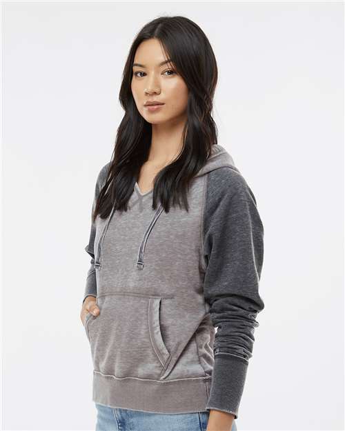 J. America Women's Zen Fleece Raglan Hooded Sweatshirt 8926
