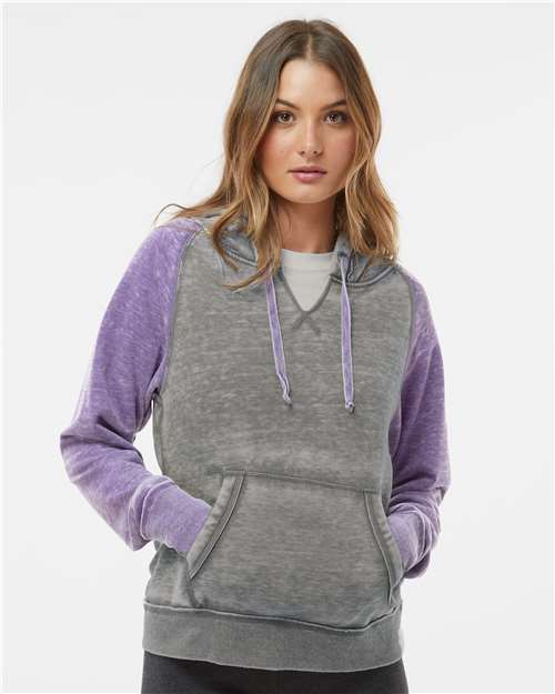 J. America Women's Zen Fleece Raglan Hooded Sweatshirt 8926