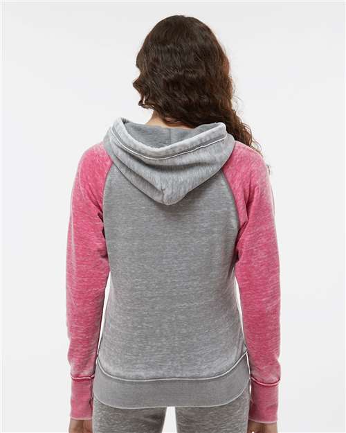 J. America Women's Zen Fleece Raglan Hooded Sweatshirt 8926
