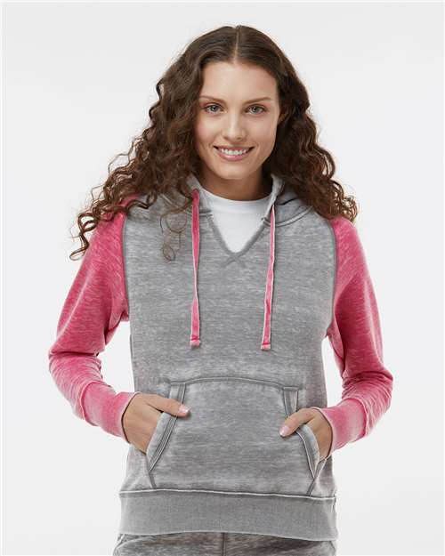 J. America Women's Zen Fleece Raglan Hooded Sweatshirt 8926