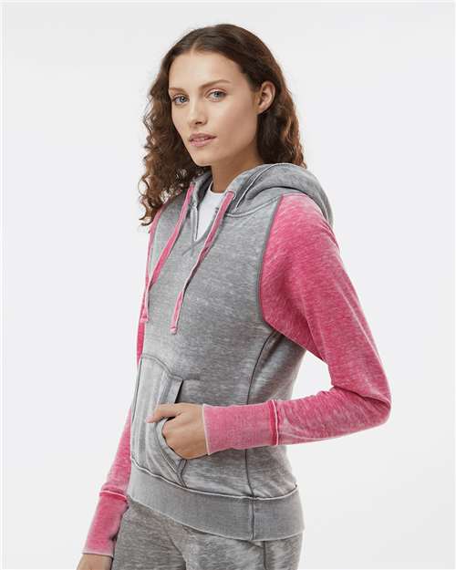 J. America Women's Zen Fleece Raglan Hooded Sweatshirt 8926