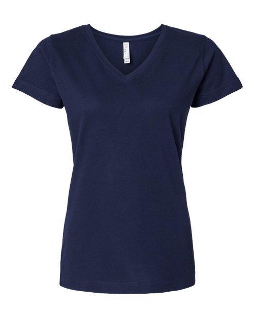 LAT Women's Fine Jersey V-Neck Tee 3507 - Navy