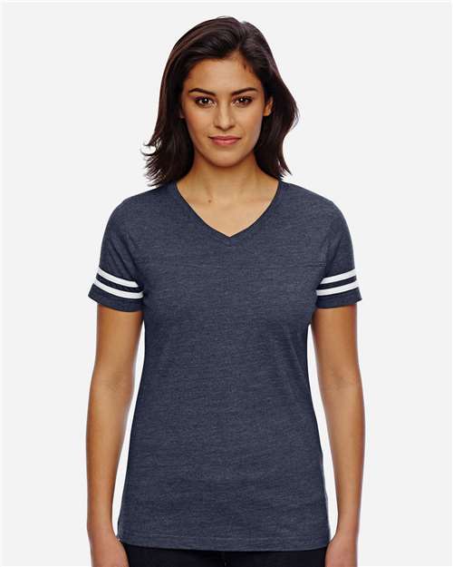 LAT Women's Football V-Neck Fine Jersey Tee 3537