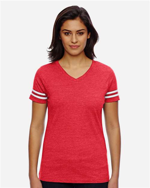 LAT Women's Football V-Neck Fine Jersey Tee 3537