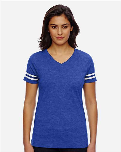 LAT Women's Football V-Neck Fine Jersey Tee 3537