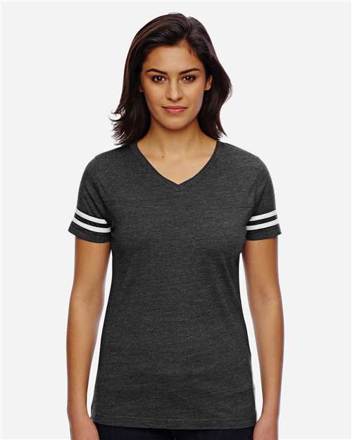 LAT Women's Football V-Neck Fine Jersey Tee 3537
