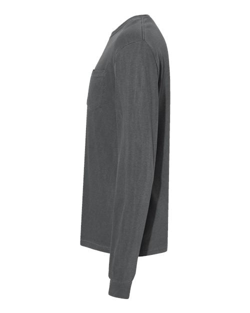 Comfort Colors Unisex Garment-Dyed Heavyweight Long Sleeve Pocket T-Shirt 4410 - Pepper