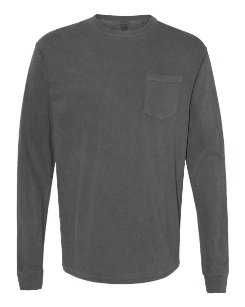 Comfort Colors Unisex Garment-Dyed Heavyweight Long Sleeve Pocket T-Shirt 4410 - Pepper