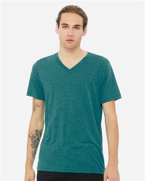 BELLA + CANVAS Unisex Triblend V-Neck Tee 3415 - Teal Triblend