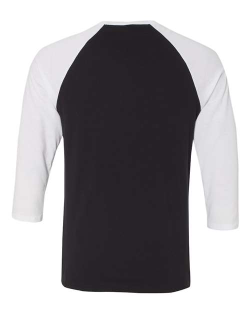BELLA + CANVAS Unisex Three-Quarter Sleeve Baseball Tee 3200 - Black/ White