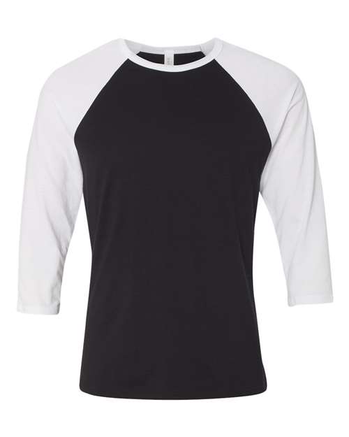 BELLA + CANVAS Unisex Three-Quarter Sleeve Baseball Tee 3200 - Black/ White