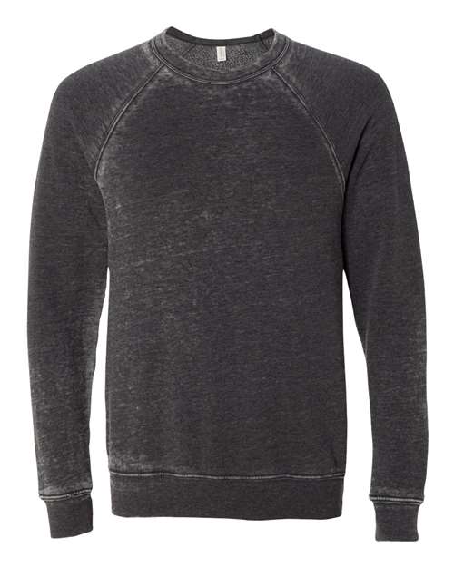 BELLA + CANVAS Unisex Sponge Fleece Raglan Crewneck Sweatshirt 3901 - Grey Acid Wash