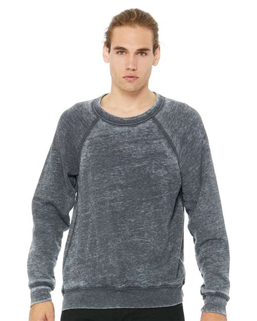 BELLA + CANVAS Unisex Sponge Fleece Raglan Crewneck Sweatshirt 3901 - Grey Acid Wash