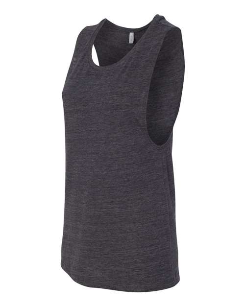 BELLA + CANVAS Women's Flowy Scoop Muscle Tank 8803 - Charcoal Black Slub