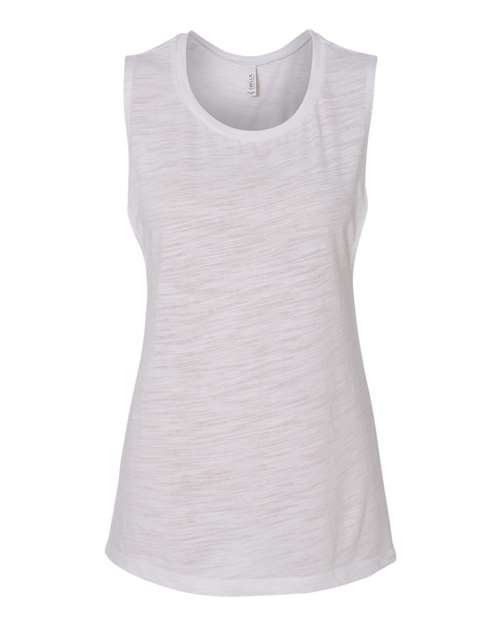 BELLA + CANVAS Women's Flowy Scoop Muscle Tank 8803 - White Slub