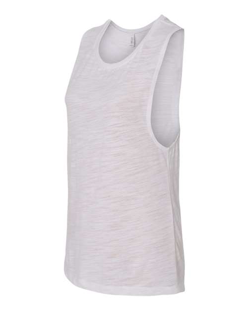 BELLA + CANVAS Women's Flowy Scoop Muscle Tank 8803 - White Slub