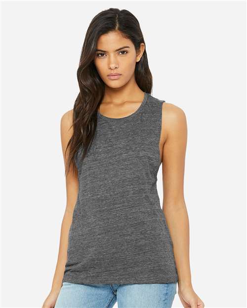 BELLA + CANVAS Women's Flowy Scoop Muscle Tank 8803 - Asphalt Slub