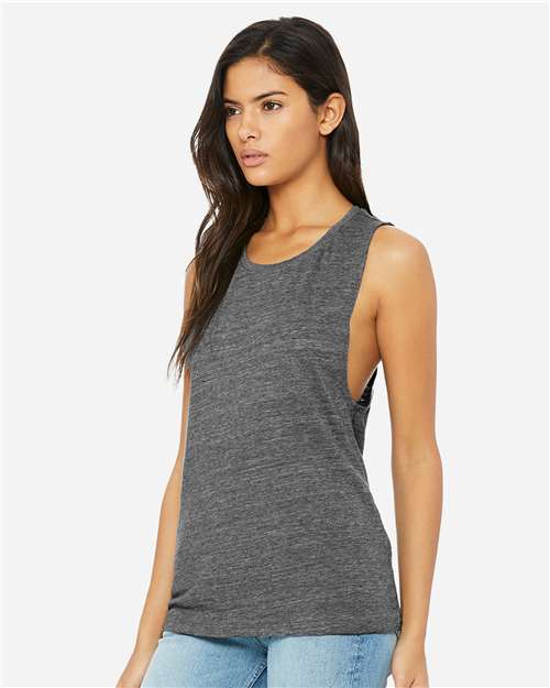 BELLA + CANVAS Women's Flowy Scoop Muscle Tank 8803 - Asphalt Slub