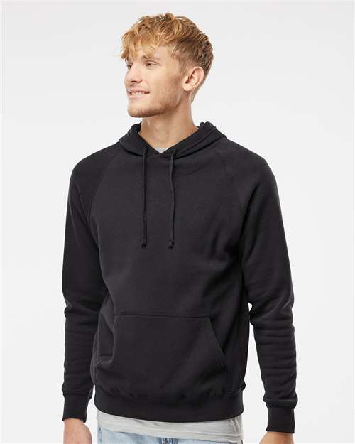 Independent Trading Co. Unisex Special Blend Raglan Hooded Sweatshirt PRM33SBP - Black