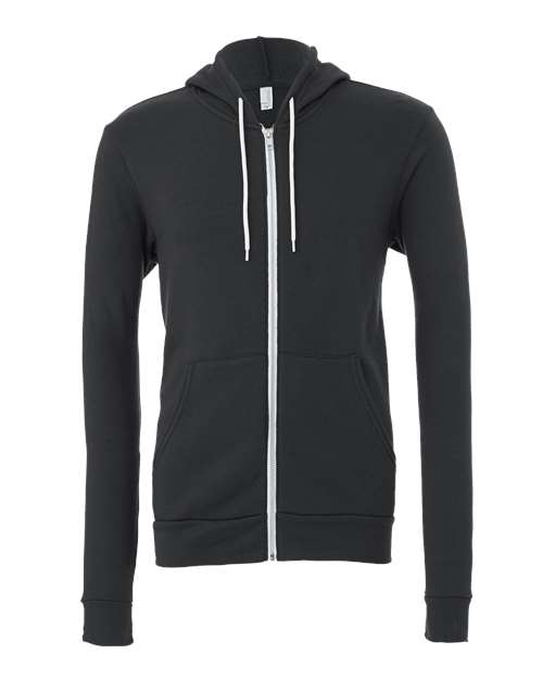 BELLA + CANVAS Unisex Sponge Fleece Full-Zip Hoodie Sweatshirt 3739 - Dark Grey
