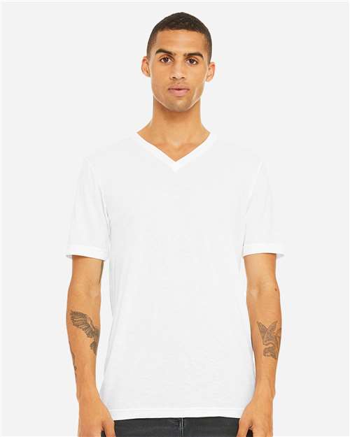 BELLA + CANVAS Unisex Triblend V-Neck Tee 3415 - Solid White Triblend