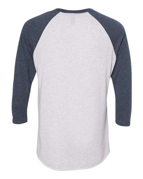 Next Level Unisex Triblend Three-Quarter Raglan T-Shirt 6051 - Indigo Sleeves/ Heather White Body