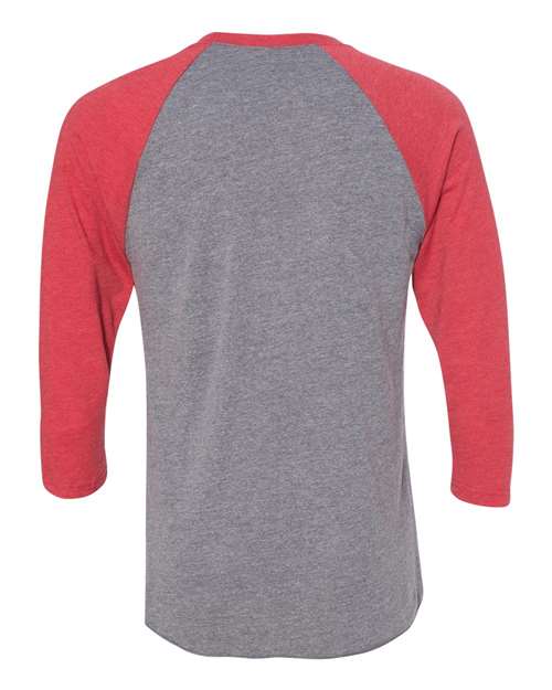 Next Level Unisex Triblend Three-Quarter Raglan T-Shirt 6051 - Vintage Red Sleeves/ Premium Heather Body