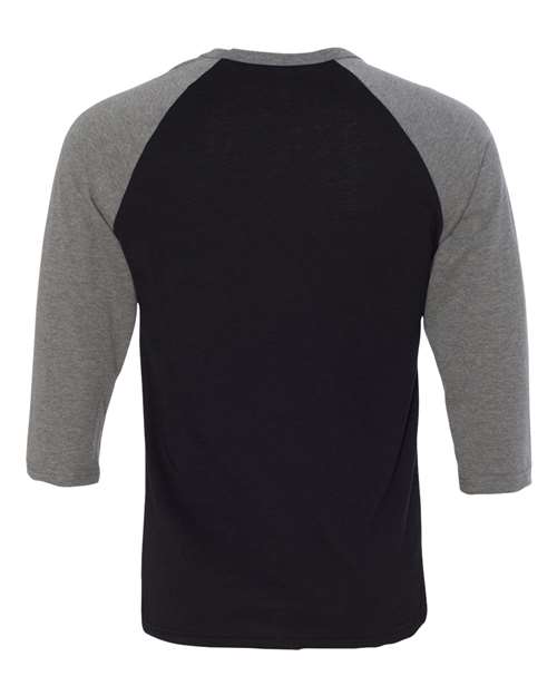 BELLA + CANVAS Unisex Three-Quarter Sleeve Baseball Tee 3200 - Black/ Deep Heather