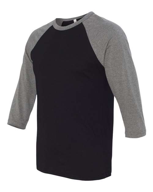 BELLA + CANVAS Unisex Three-Quarter Sleeve Baseball Tee 3200 - Black/ Deep Heather