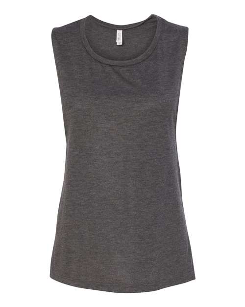 BELLA + CANVAS Women's Flowy Scoop Muscle Tank 8803 - Dark Grey Heather