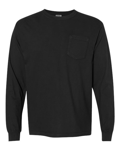 Comfort Colors Unisex Garment-Dyed Heavyweight Long Sleeve Pocket T-Shirt 4410 - Black