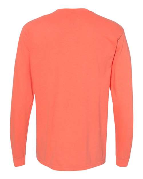 Comfort Colors Unisex Garment-Dyed Heavyweight Long Sleeve Pocket T-Shirt 4410 - Bright Salmon