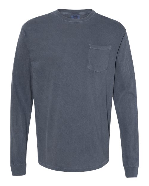 Comfort Colors Unisex Garment-Dyed Heavyweight Long Sleeve Pocket T-Shirt 4410 - Denim