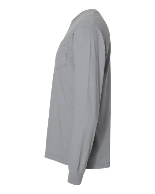 Comfort Colors Unisex Garment-Dyed Heavyweight Long Sleeve Pocket T-Shirt 4410 - Granite