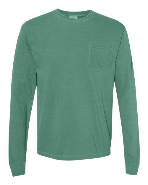 Comfort Colors Unisex Garment-Dyed Heavyweight Long Sleeve Pocket T-Shirt 4410 - Light Green
