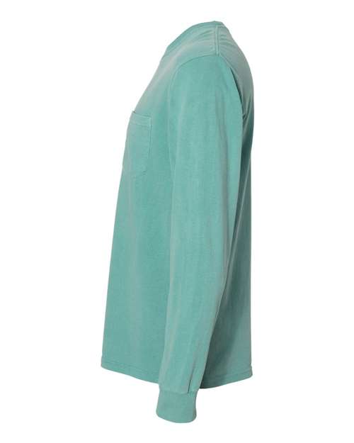 Comfort Colors Unisex Garment-Dyed Heavyweight Long Sleeve Pocket T-Shirt 4410 - Seafoam