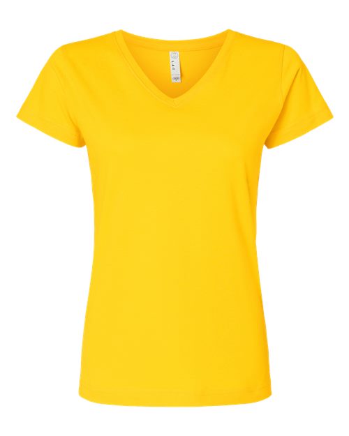 LAT Women's Fine Jersey V-Neck Tee 3507 - Yellow