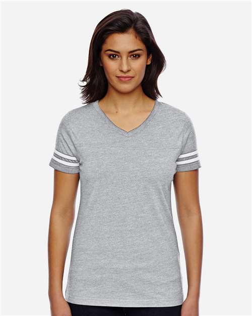 LAT Women's Football V-Neck Fine Jersey Tee 3537